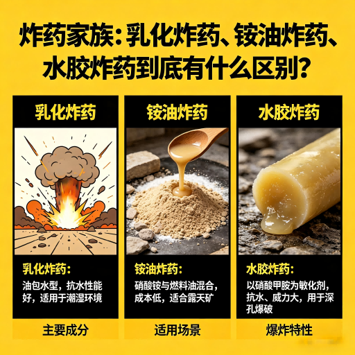 嘉峪关炸药家族：乳化炸药、铵油炸药、水胶炸药到底有什么区别？